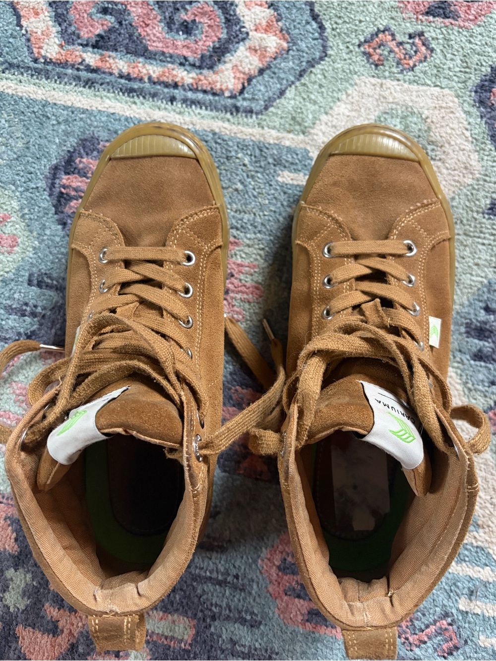 CARIUMA OCA High All Camel Suede High Tops, size 7 women/5.5 men